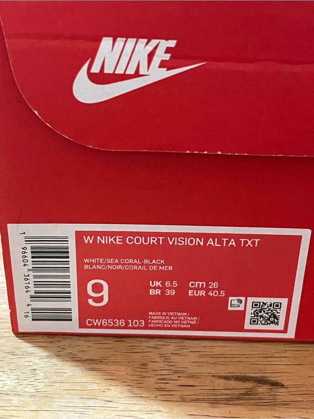 Nike Court Vision Alta TXT sneaker White Black Sea Coral Athletic SHOE Lace Up 9 - Picture 15 of 16